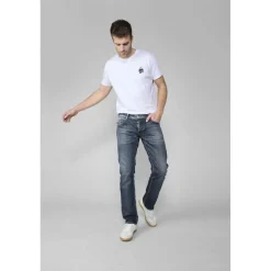 Jeans regular, droit 800/12, longueur 34 bleu Toby en coton