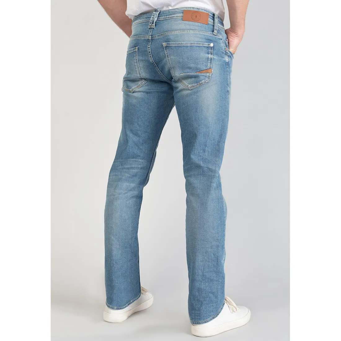 Jeans regular, droit 800/12, longueur 34 bleu en coton Beau
