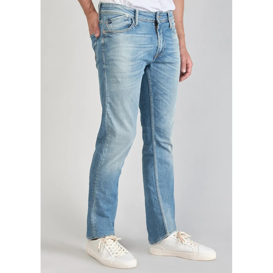 Jeans regular, droit 800/12, longueur 34 bleu en coton Beau