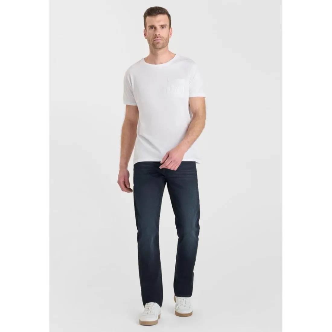 Jeans regular, droit 800/12, longueur 34 bleu en coton Xan