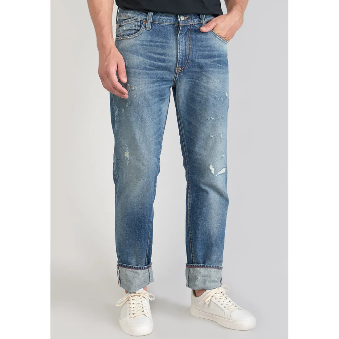 Jeans regular, droit 700/20 regular, longueur 34 bleu en coton Milo