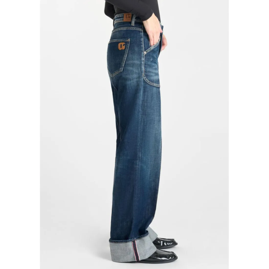 Jeans regular, droit 400/28 regular loose taille haute, longueur 34 bleu en coton Maud