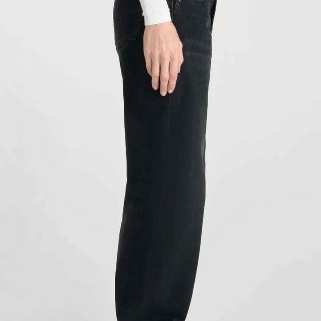 Jeans regular, droit 400/28 wide leg taille haute, longueur 34 noir Nora