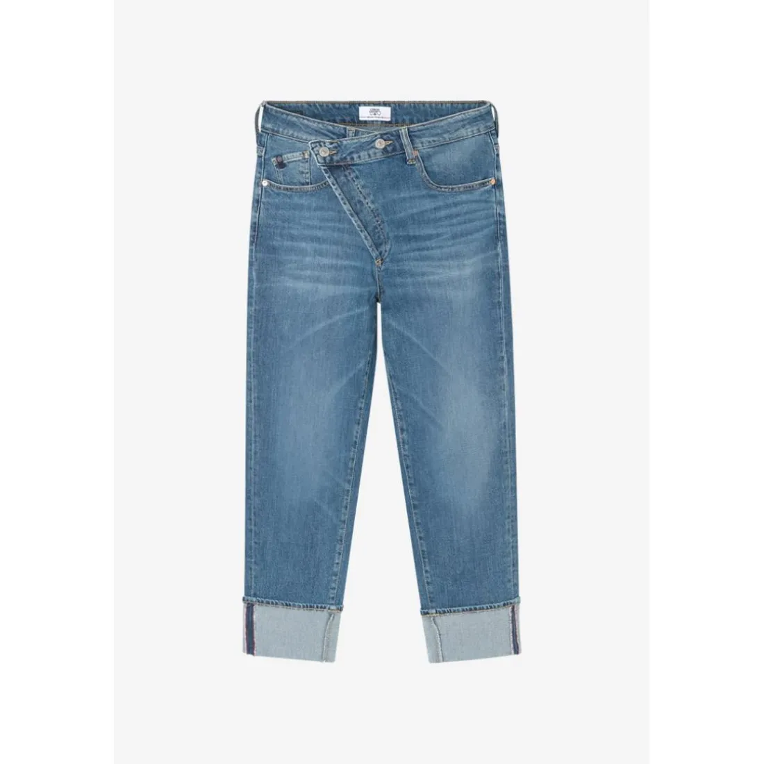 Jeans regular, droit boyfit 7/8ème bleu Lila en coton