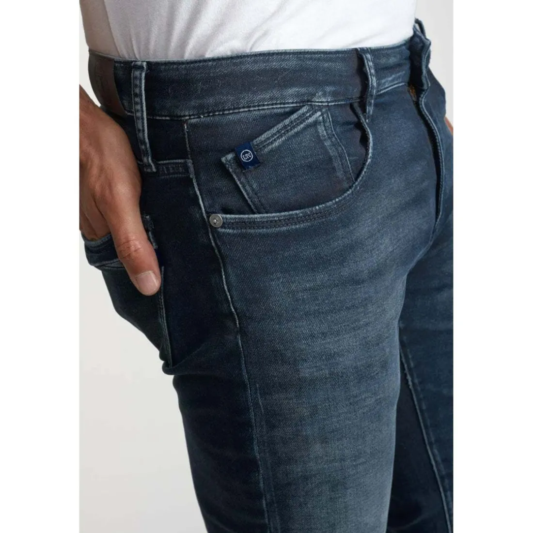 Jeans regular, droit 800/12JO, longueur 34 bleu en coton Sam