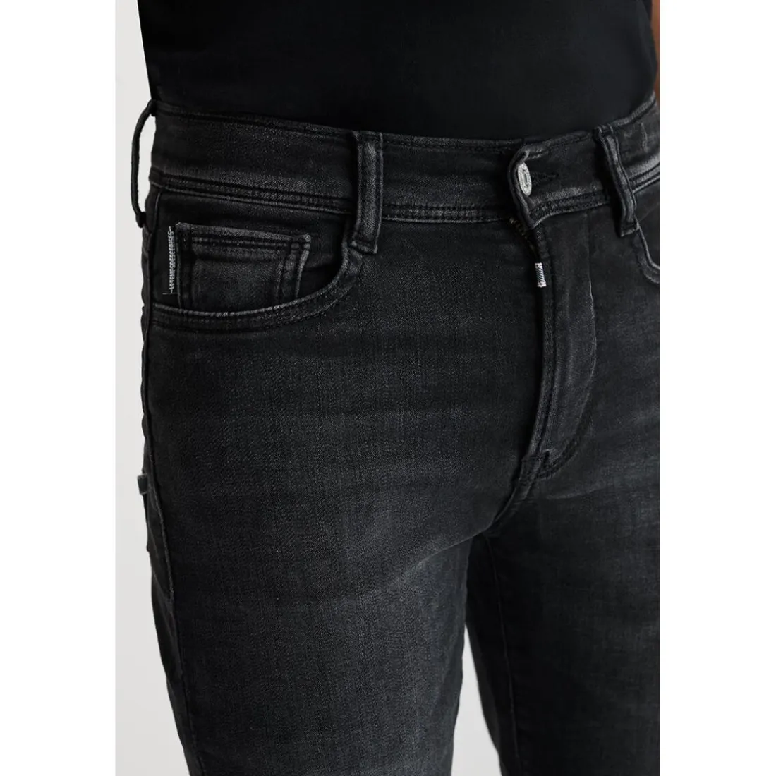 Jeans regular droit, longueur 34 noir Mattia en coton Tom
