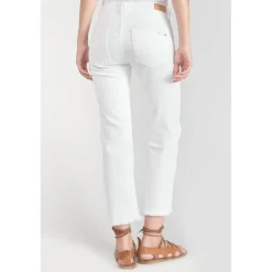 Jeans regular, droit pricilia, 7/8ème blanc en coton