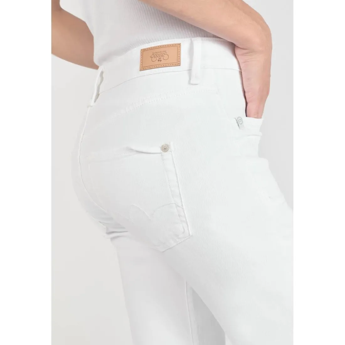 Jeans regular, droit pricilia, 7/8ème blanc en coton