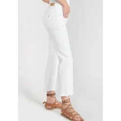 Jeans regular, droit pricilia, 7/8ème blanc en coton