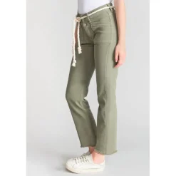 Jeans regular, droit pricilia, 7/8ème vert en coton