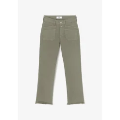 Jeans regular, droit pricilia, 7/8ème vert en coton