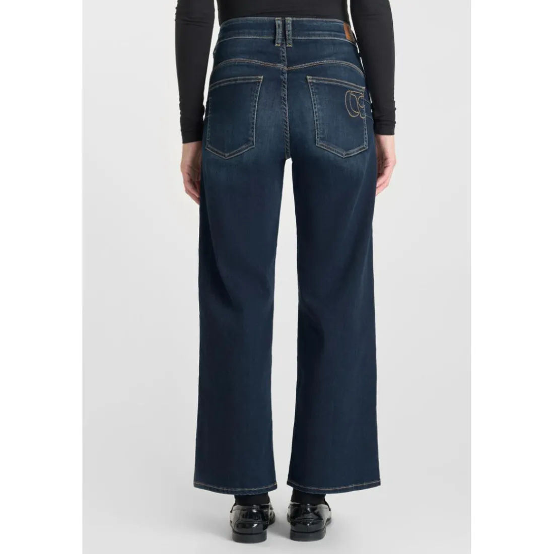 Jeans regular, droit pulp wide leg taille haute 7/8ème, 7/8ème bleu en coton Noémie