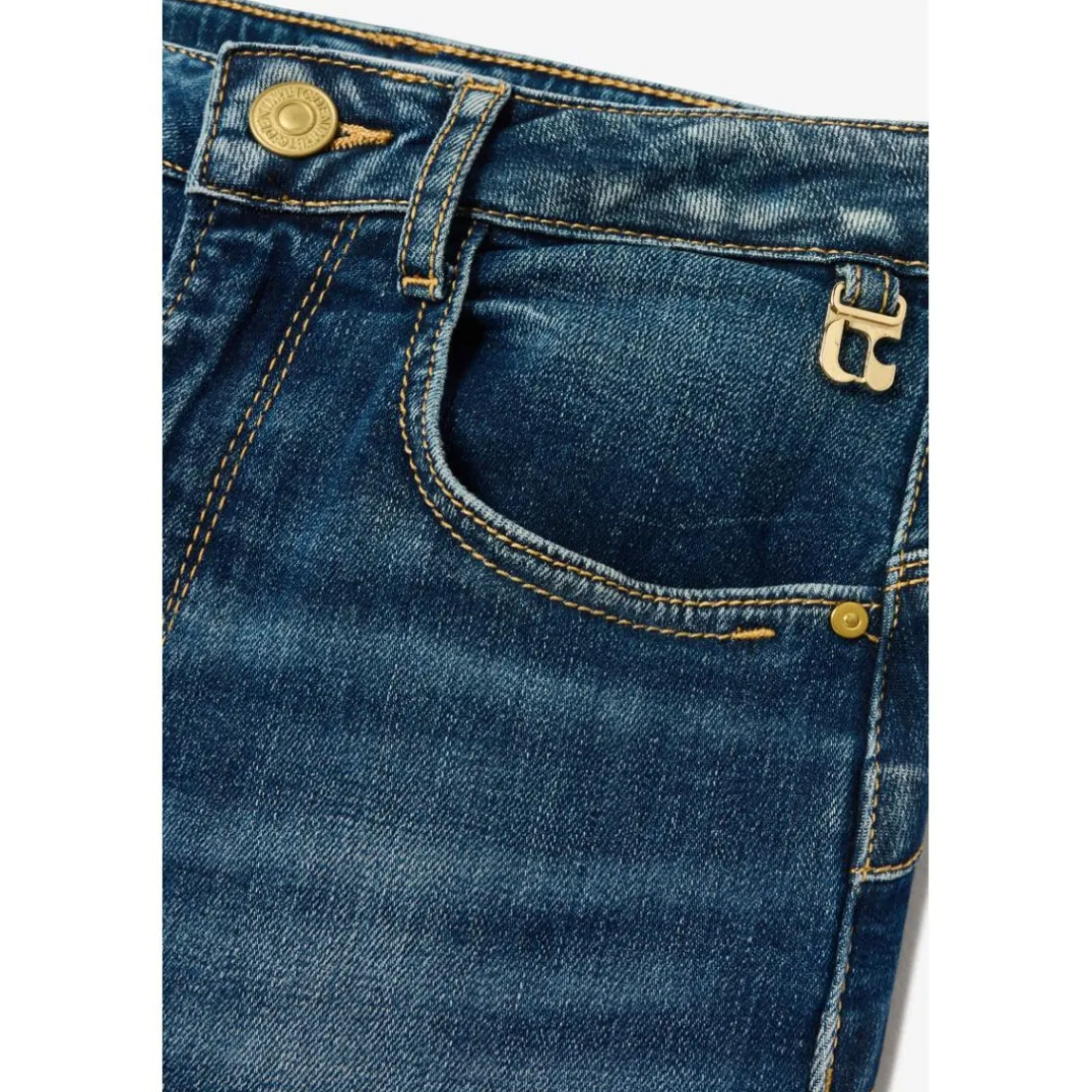 Jeans regular, droit pulp slim taille haute, longueur 34 bleu Trix en coton