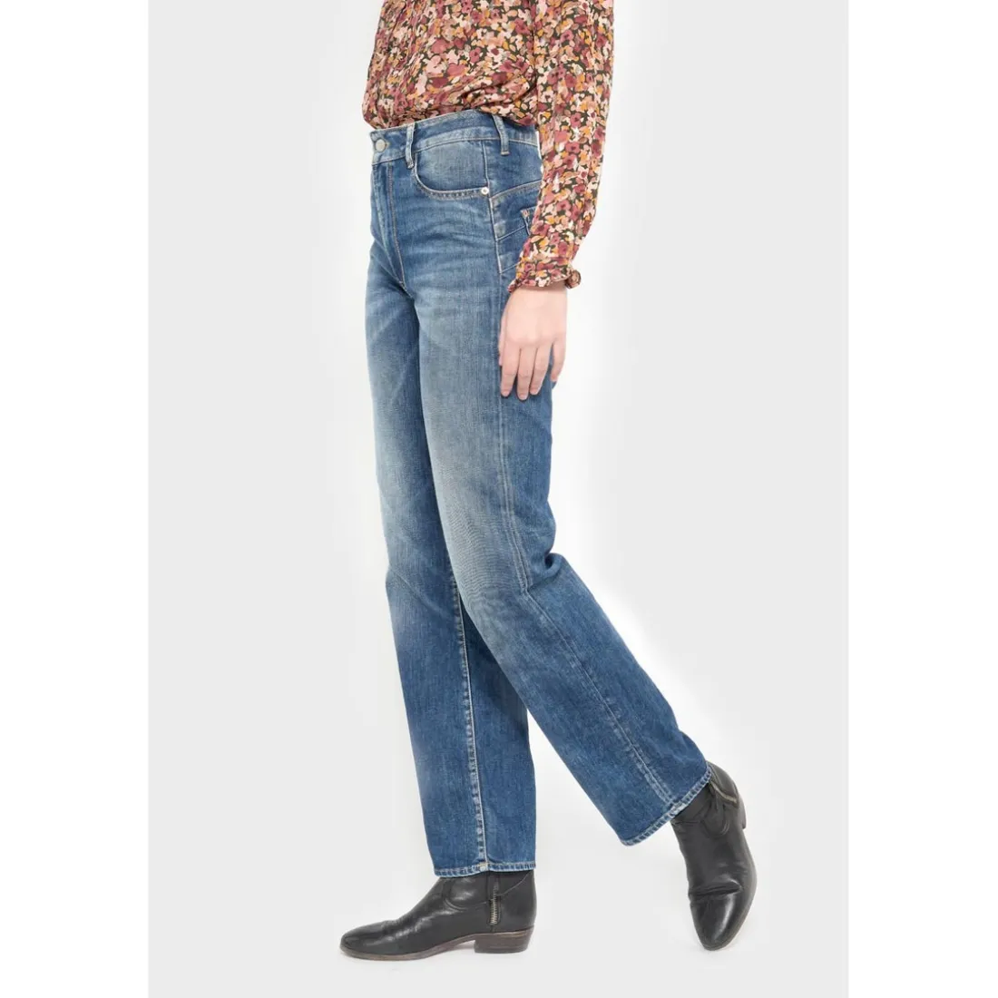 Jeans regular, droit pulp regular taille haute, longueur 34 bleu Faye