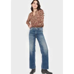 Jeans regular, droit pulp regular taille haute, longueur 34 bleu Faye