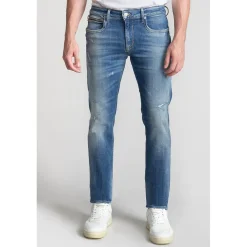 Jeans regular Ternas 800/12, longueur 34 bleu en coton