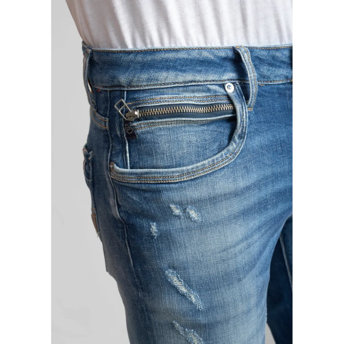 Jeans regular Ternas 800/12, longueur 34 bleu en coton