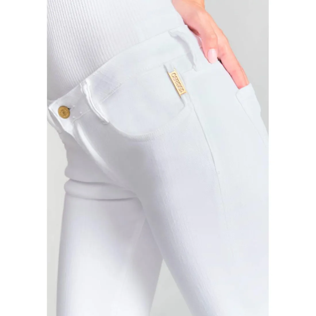 Jeans skinny POWER, 7/8ème blanc Aria en coton