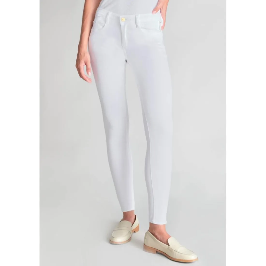 Jeans skinny POWER, 7/8ème blanc Aria en coton