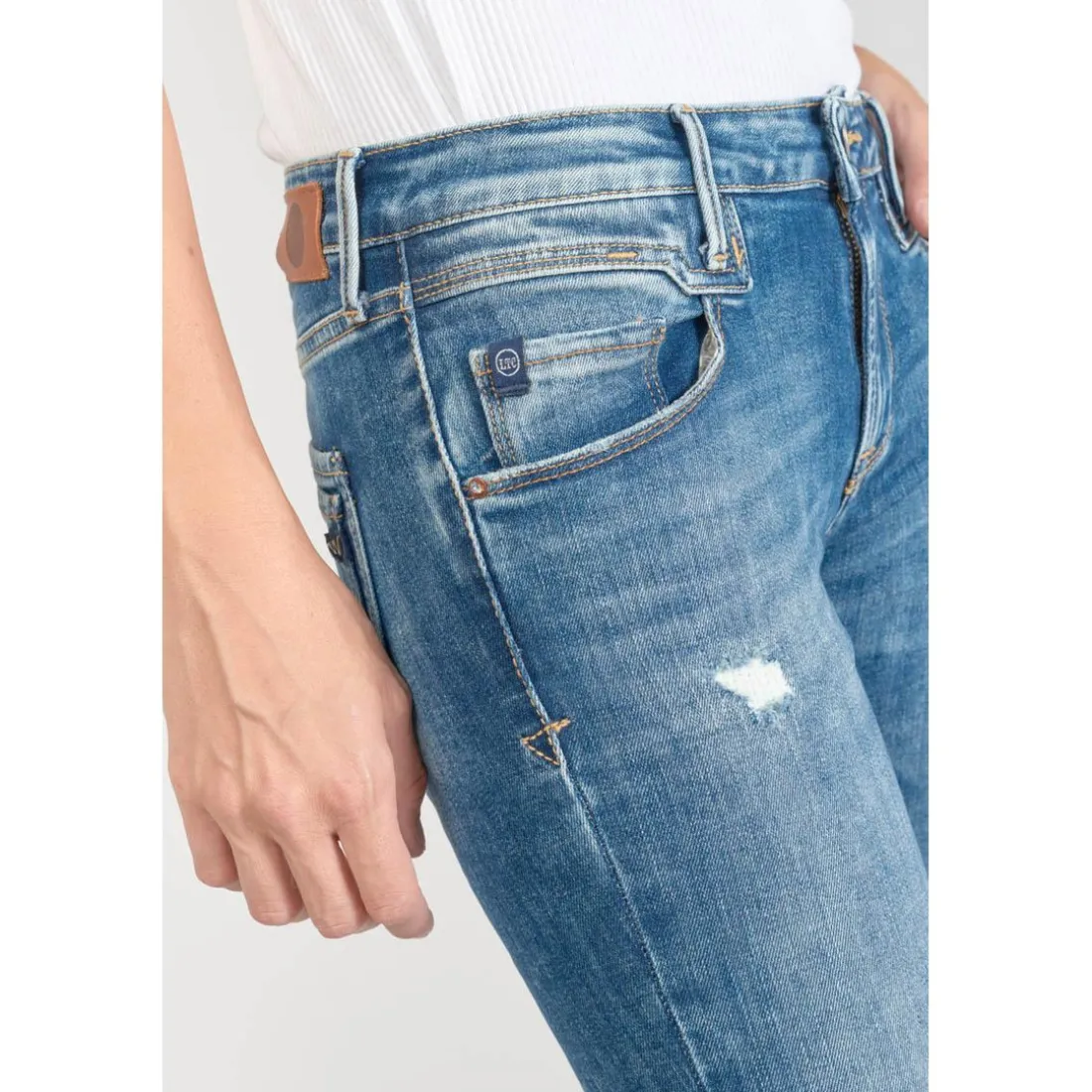 Jeans skinny POWER, 7/8ème bleu en coton Kai