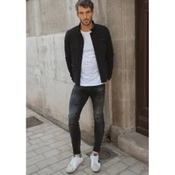 Jeans skinny POWER, 7/8ème noir en coton