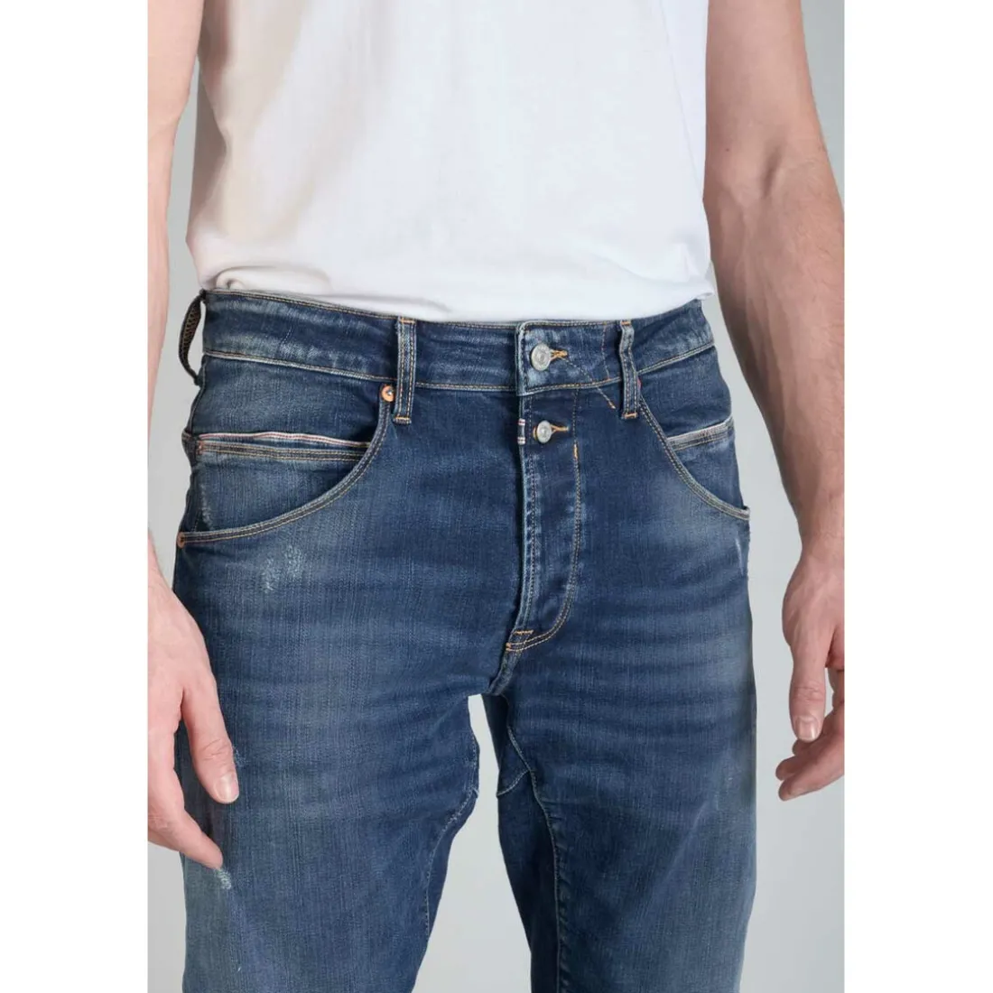 Jeans slim - Bleu en coton