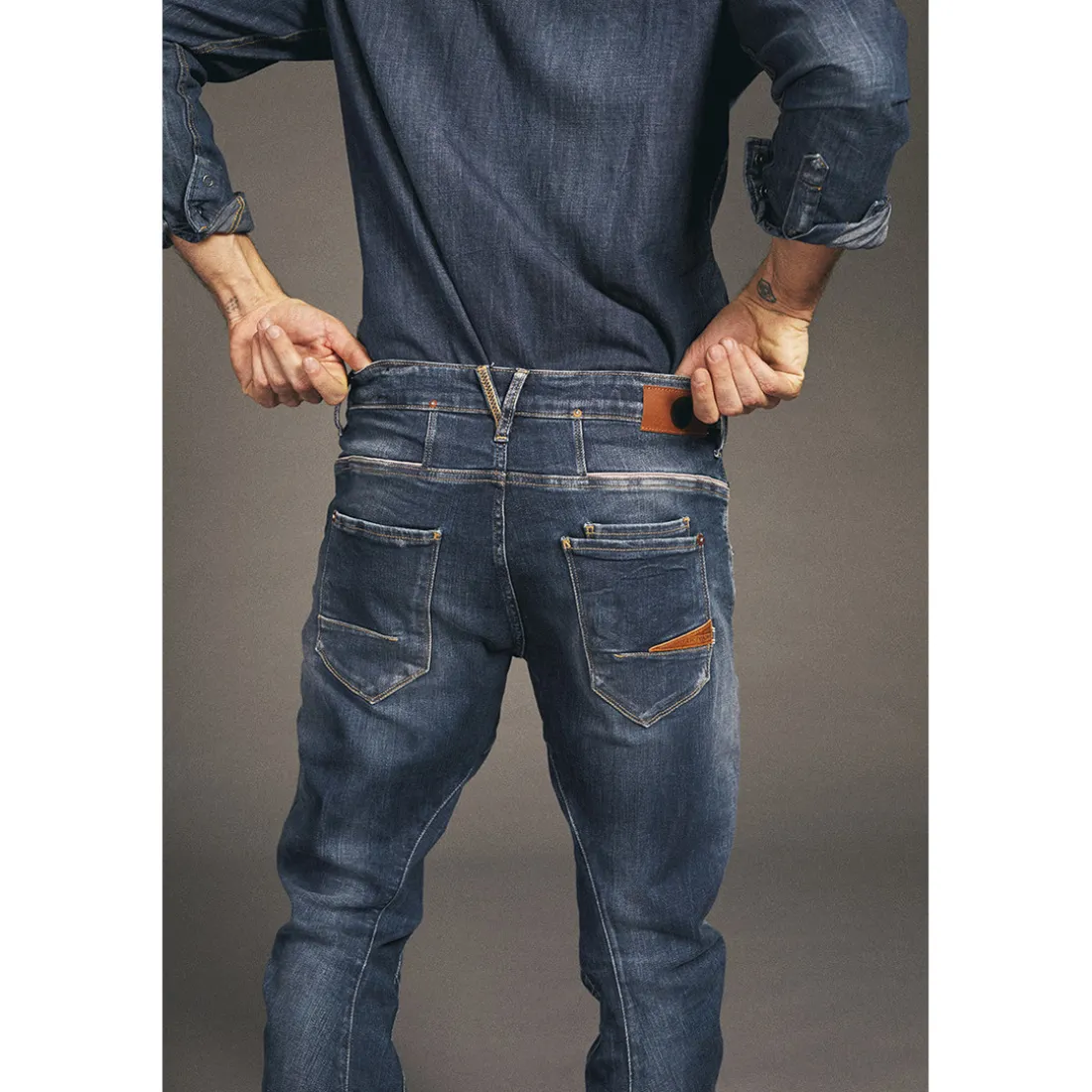 Jeans slim - Bleu en coton