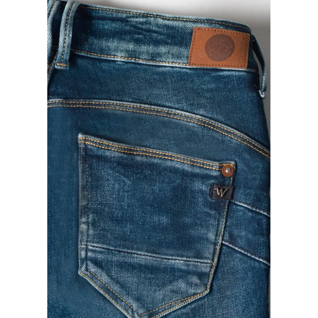 Jeans slim pulp regular taille haute 7/8ème bleu Dee