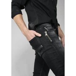 Jeans slim stretch 700/11, longueur 34 noir Ari en coton