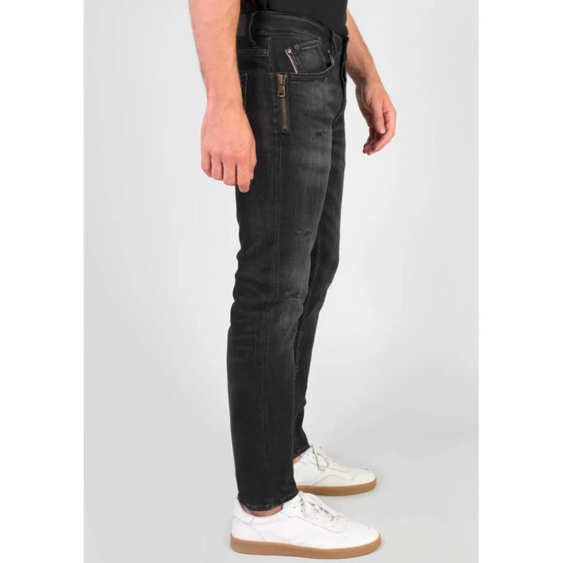Jeans slim stretch 700/11, longueur 34 noir Ari en coton