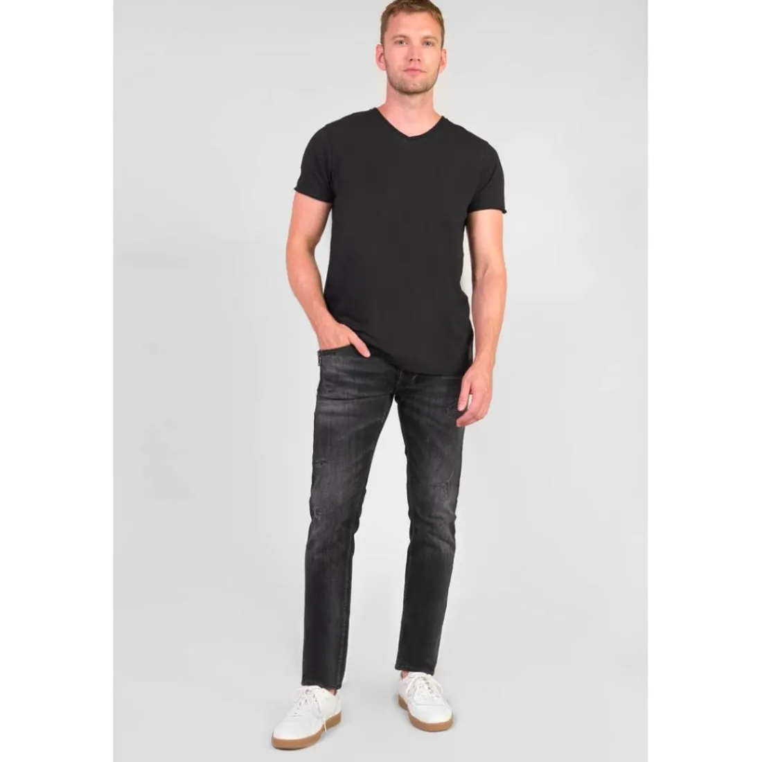 Jeans slim stretch 700/11, longueur 34 noir Ari en coton
