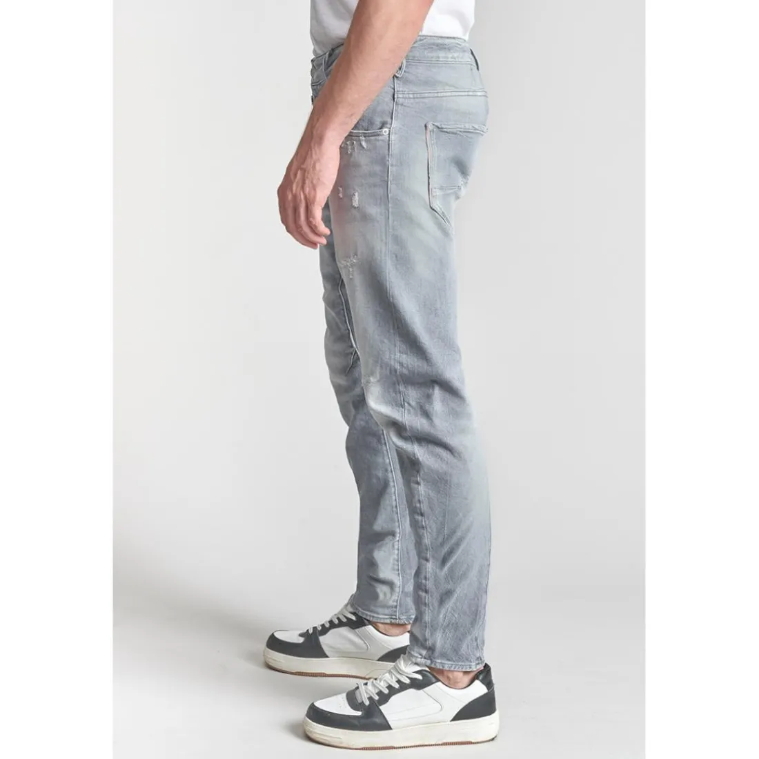 Jeans tapered 903, longueur 34 gris Milo en coton