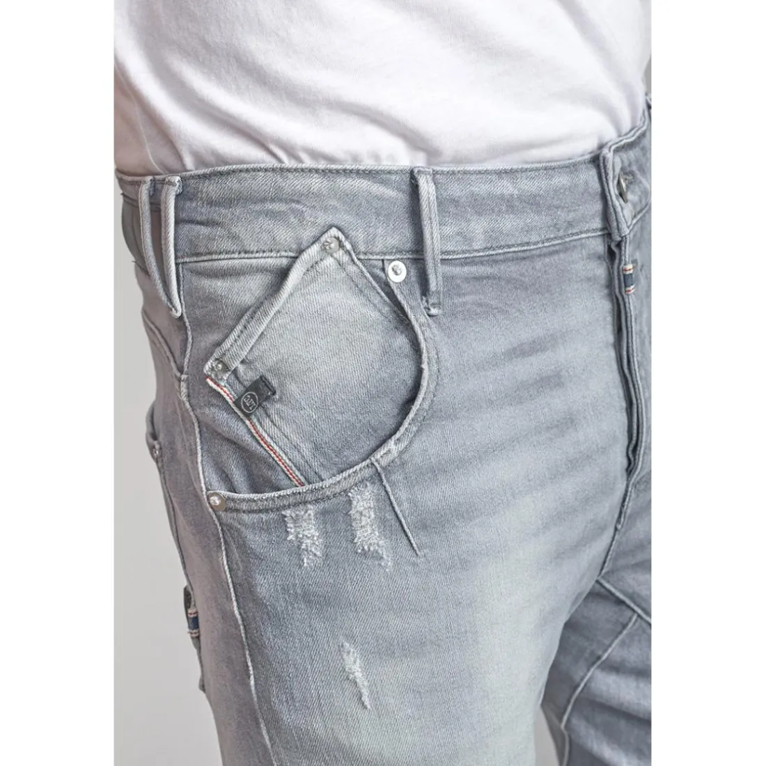 Jeans tapered 903, longueur 34 gris Milo en coton