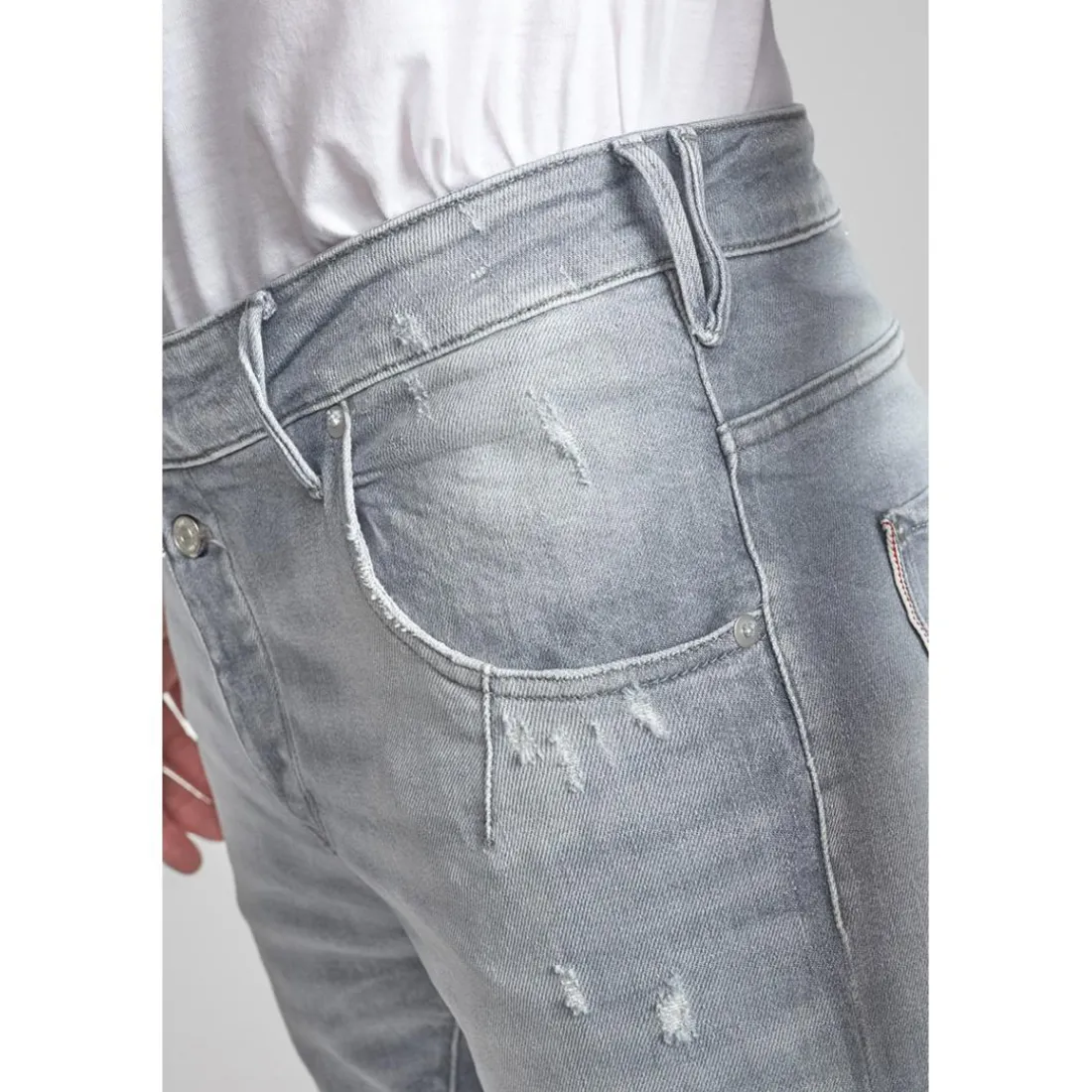 Jeans tapered 903, longueur 34 gris Milo en coton