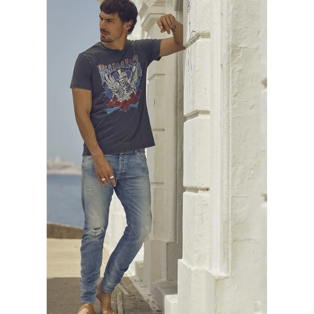 Jeans tapered 903, longueur 34 bleu en coton Tom