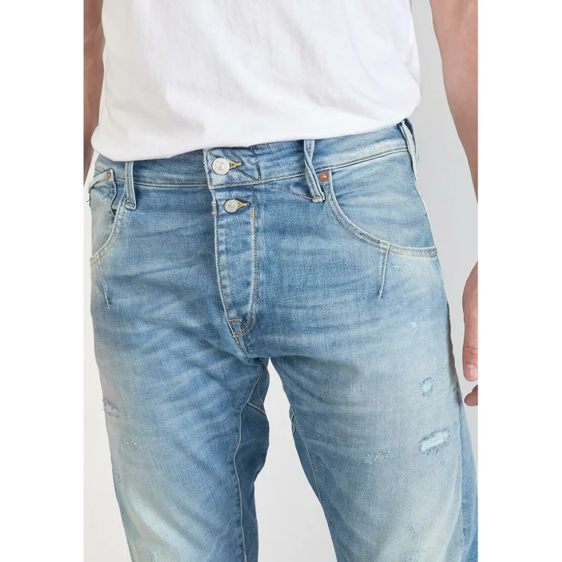 Jeans tapered 903, longueur 34 bleu en coton Tom