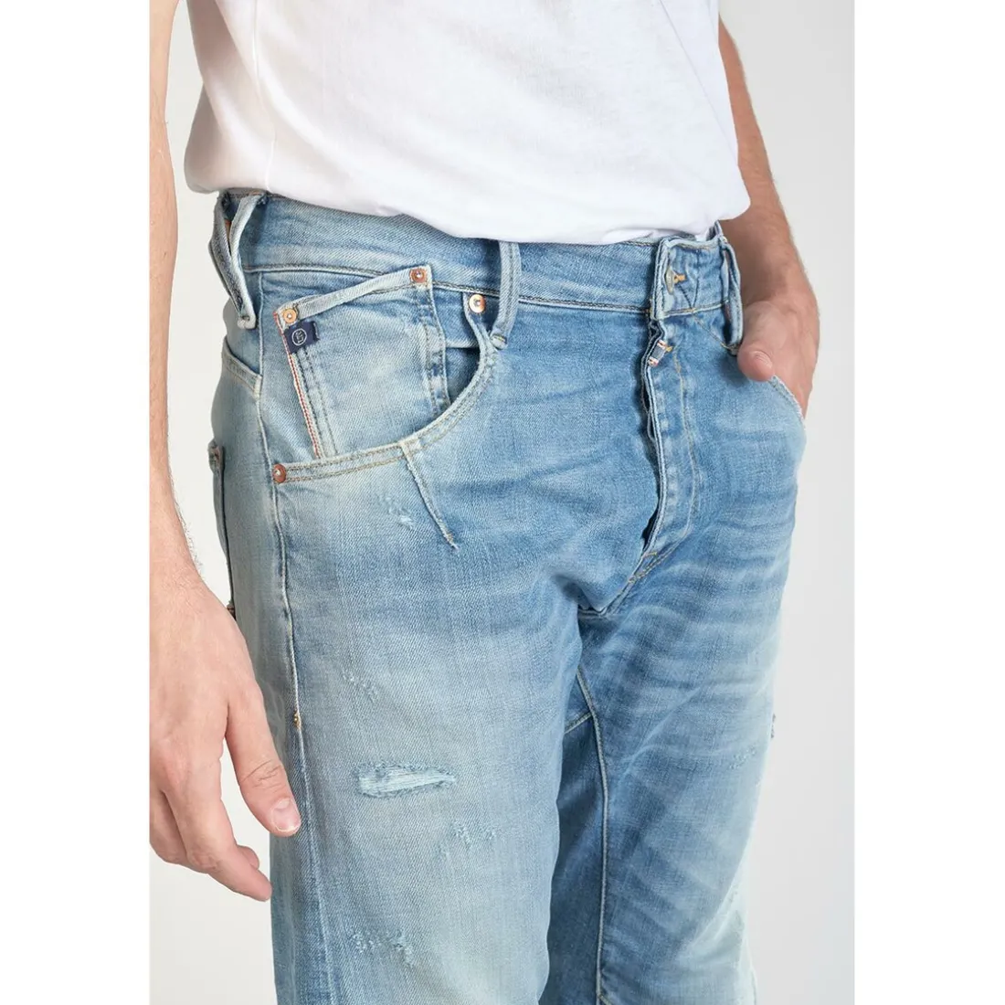 Jeans tapered 903, longueur 34 bleu en coton Tom