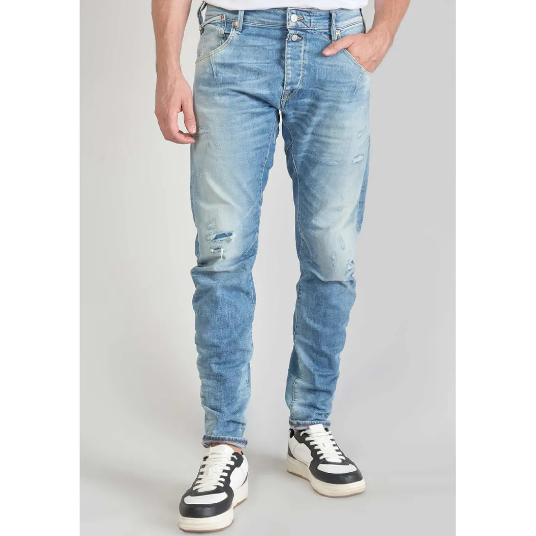 Jeans tapered 903, longueur 34 bleu en coton Tom