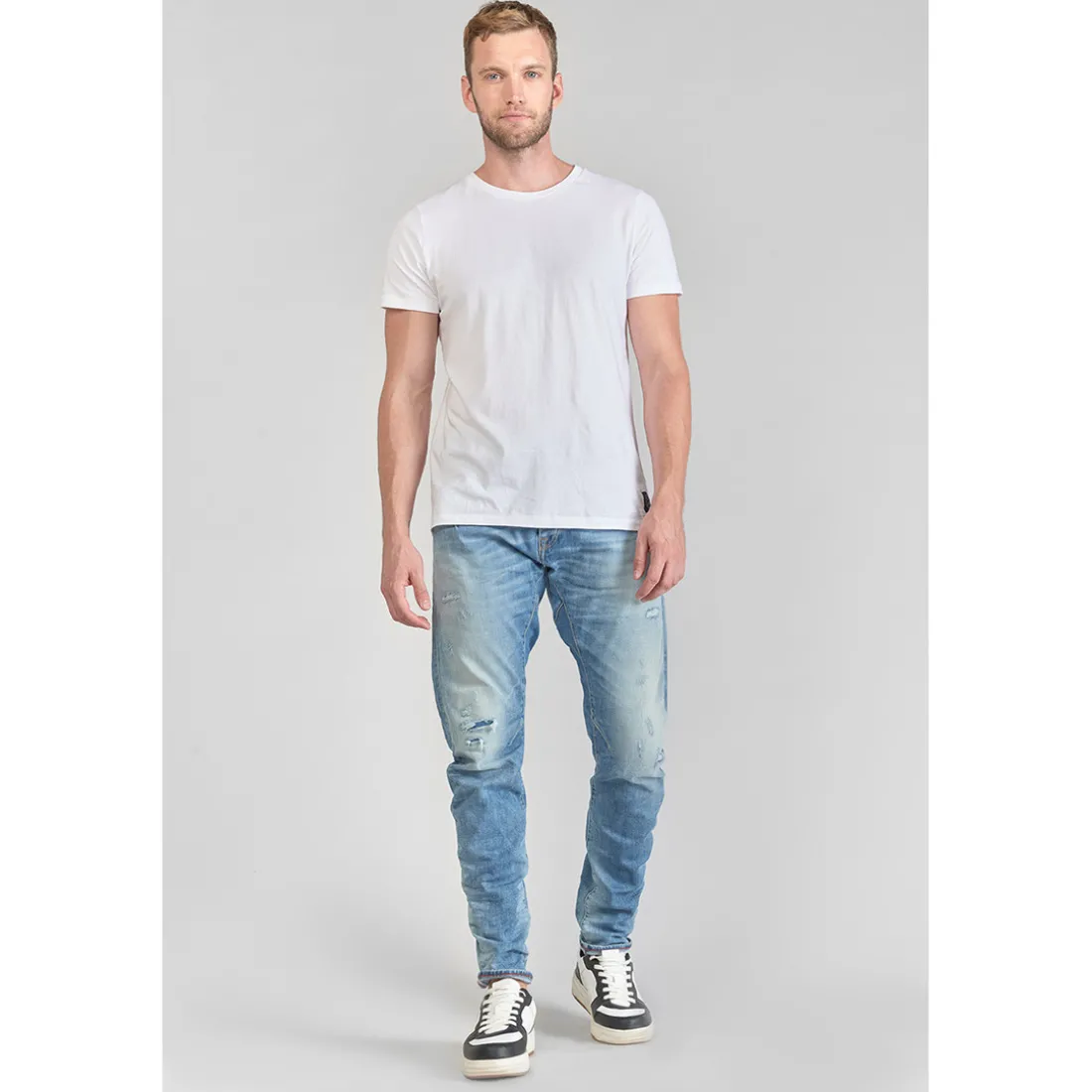 Jeans tapered 903, longueur 34 bleu en coton Tom