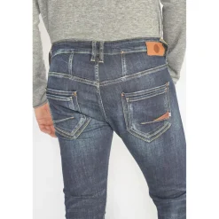 Jeans tapered 916, 7/8ème bleu en coton Myles
