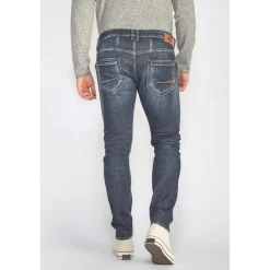 Jeans tapered 916, 7/8ème bleu en coton Myles