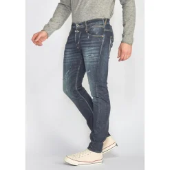 Jeans tapered 916, 7/8ème bleu en coton Myles