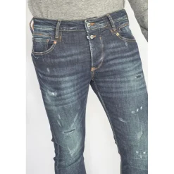 Jeans tapered 916, 7/8ème bleu en coton Myles