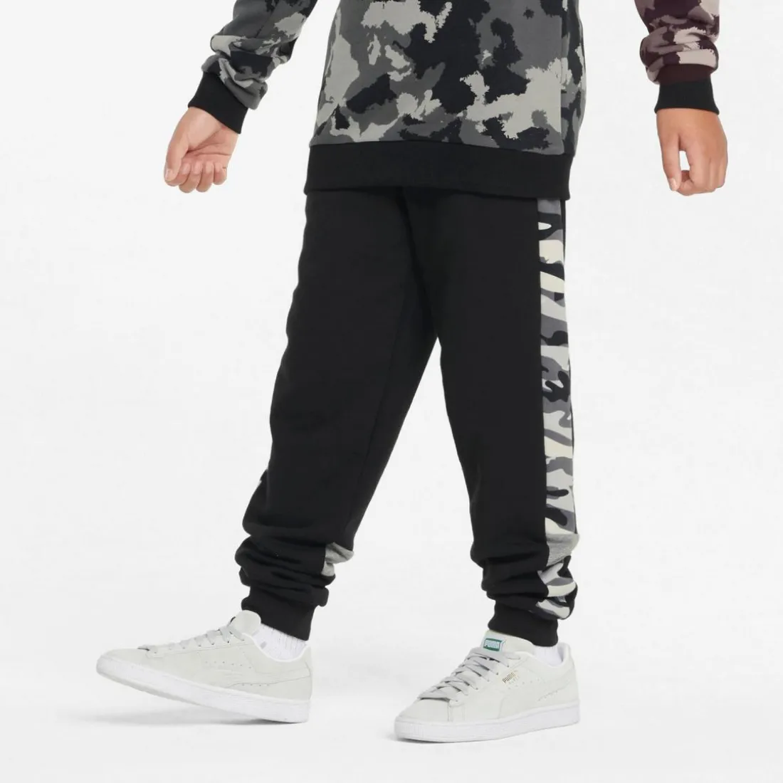 Jogging ajusté à motif camouflage ESS+CAMO noir en coton