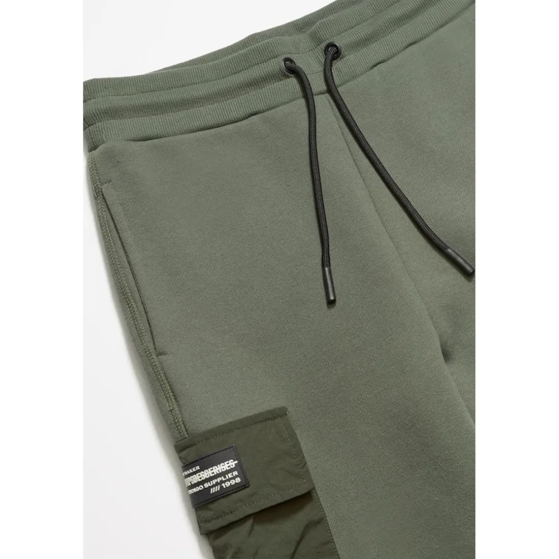Jogging garçon, bi-matière Outobo kaki en coton