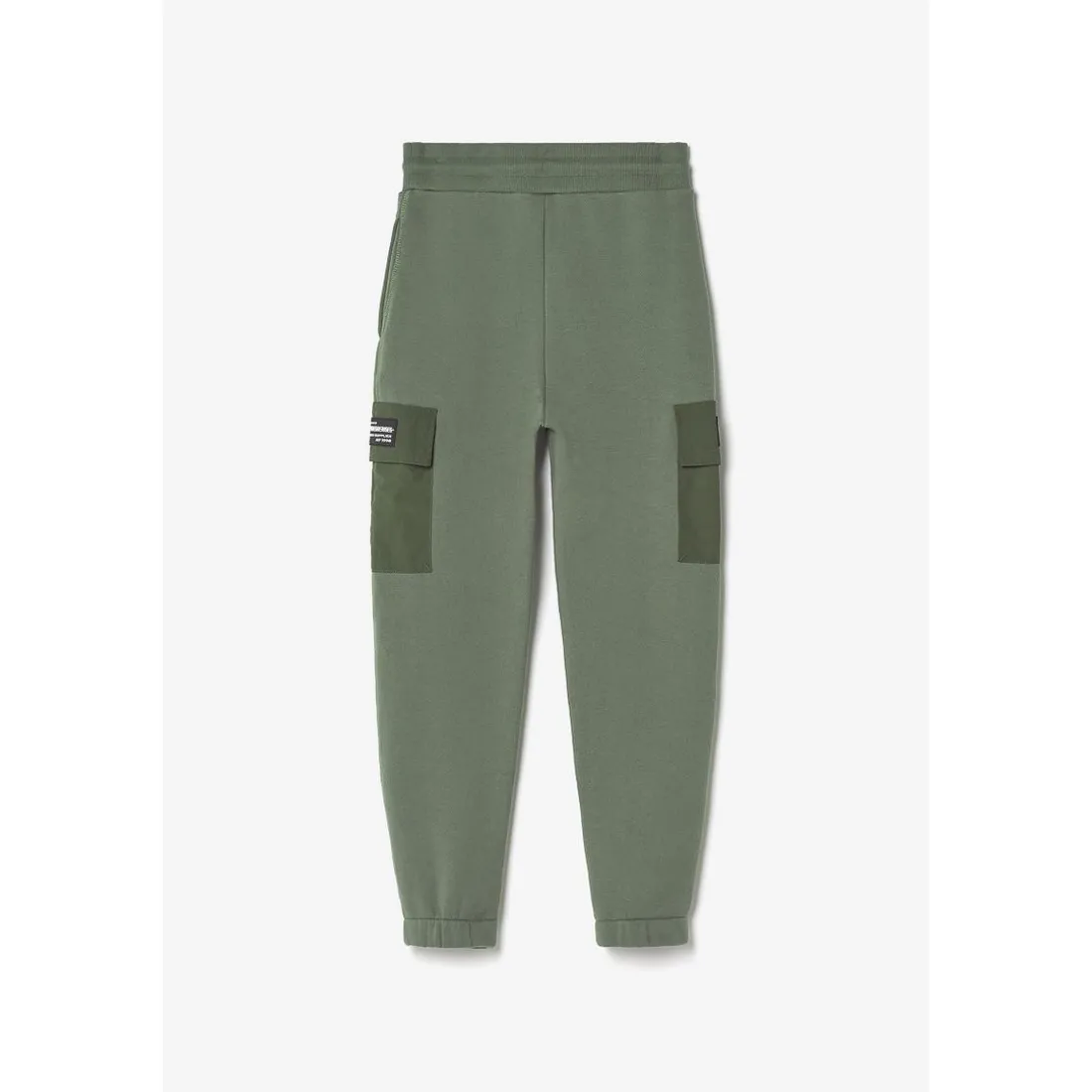 Jogging garçon, bi-matière Outobo kaki en coton