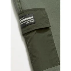 Jogging garçon, bi-matière Outobo kaki en coton