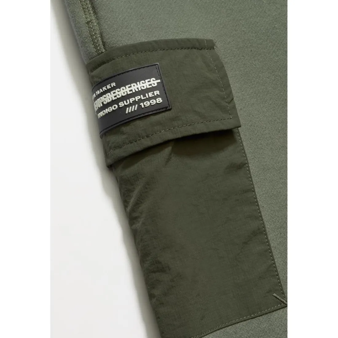Jogging garçon, bi-matière Outobo kaki en coton