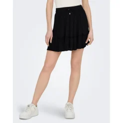 Jupe courte Volants Longueur mini noir en viscose