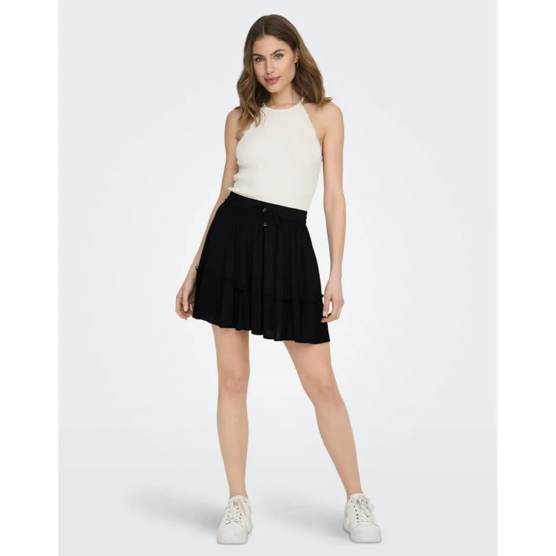 Jupe courte Volants Longueur mini noir en viscose